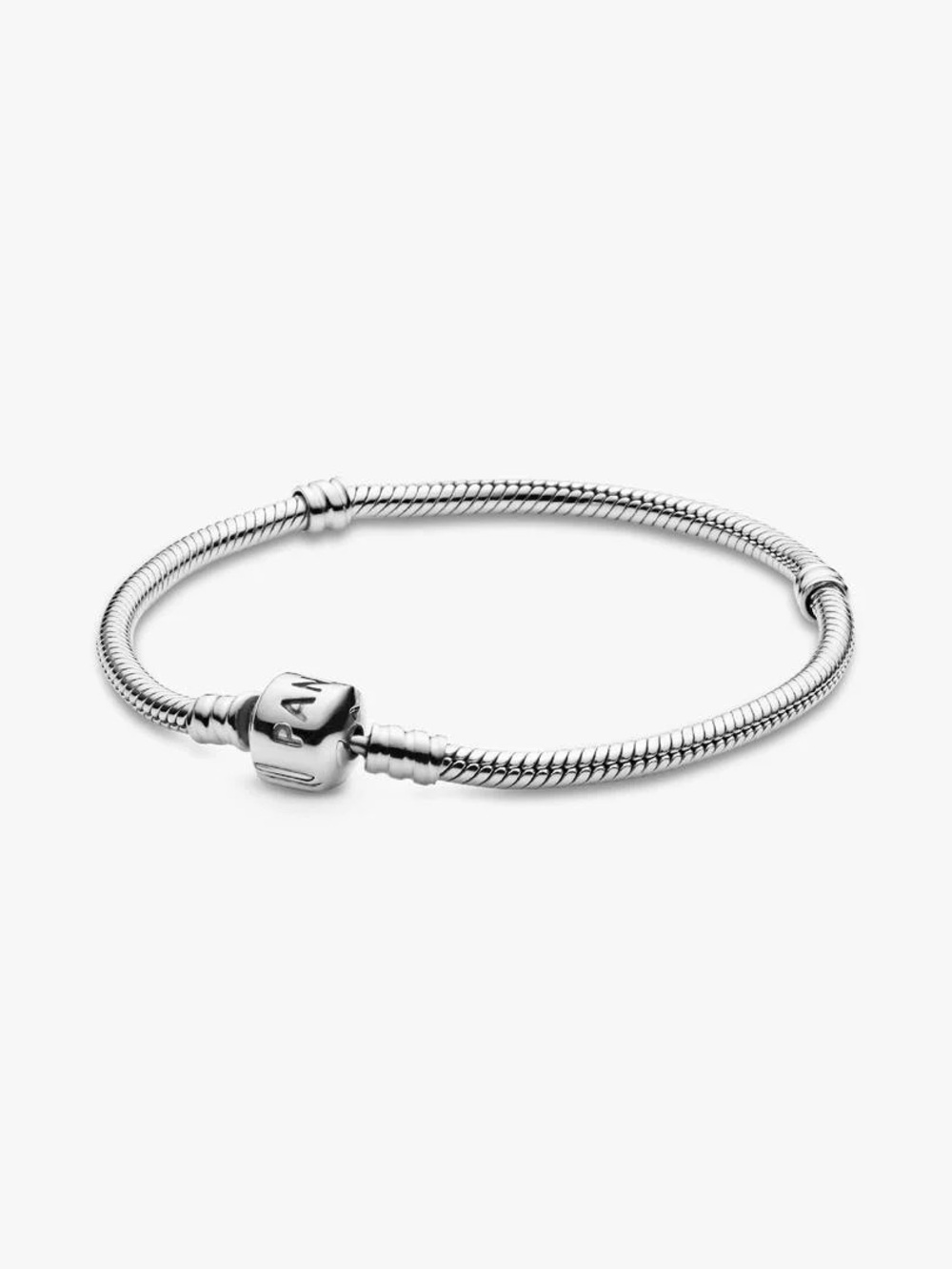 PANDORA (7.9") Barrel Clasp Snake Chain Bracelet Authentic Sterling Silver